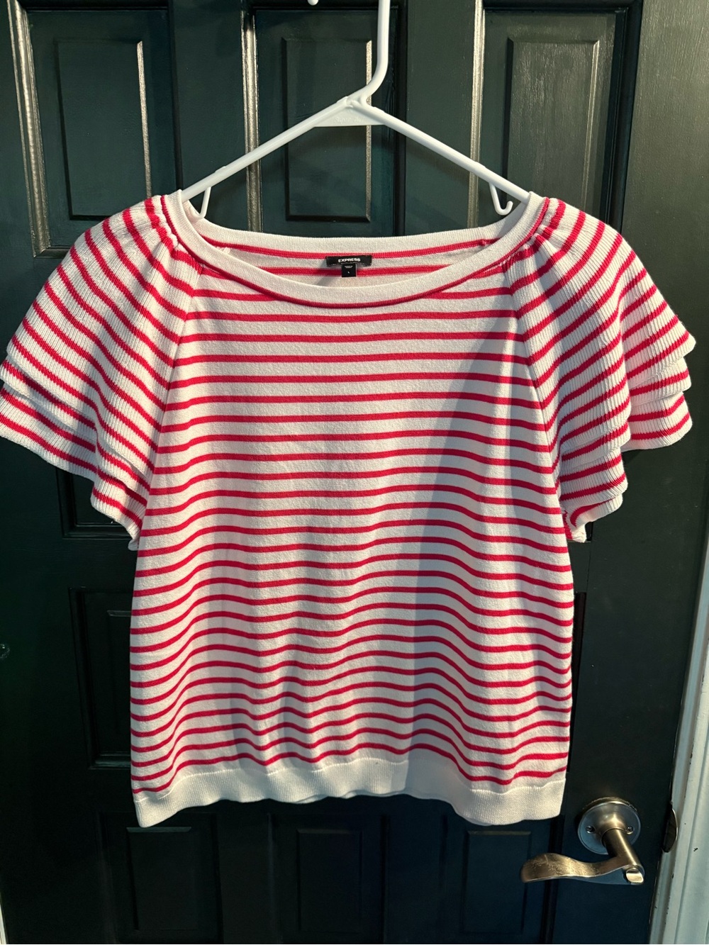 Express Short Sleeve Sweater with Flutter Sleeves